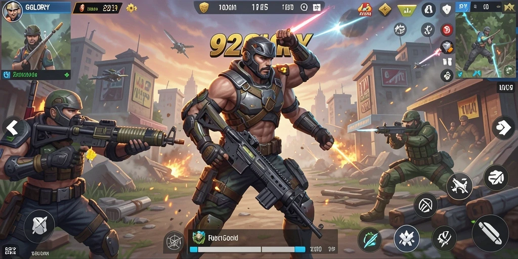 Tampilan gameplay seru dalam pertarungan Battle Royale di 92GLORY.