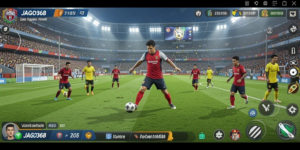 Screenshot JAGO368 menampilkan aksi permainan sepak bola yang seru.
