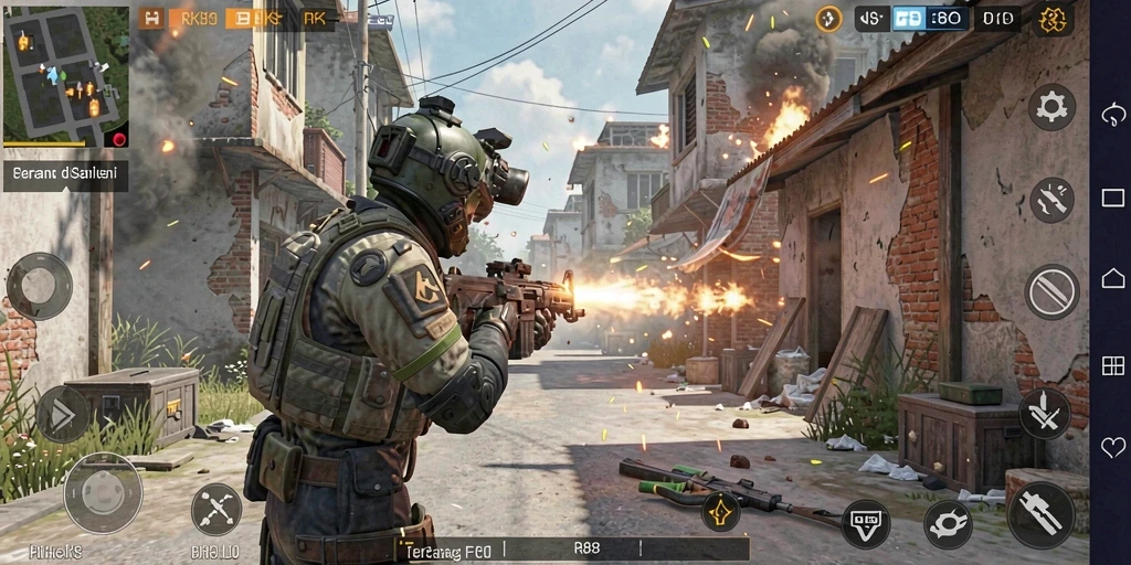 Screenshot RK88 menampilkan aksi tembak-menembak yang seru dalam gameplay FPS.