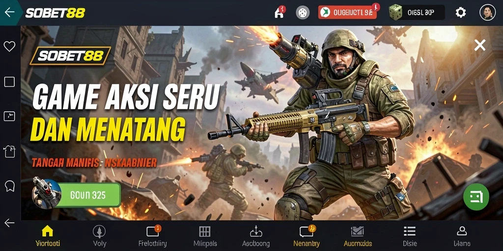 Screenshot menunjukkan aksi seru dalam permainan SOBET88 dengan karakter yang berani.