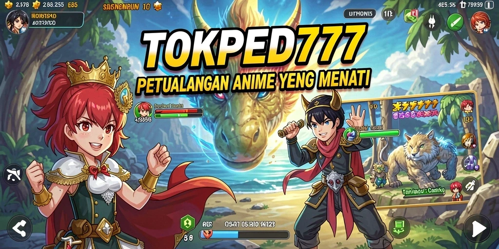 Screenshot gameplay seru dari TOKPED777 yang menampilkan aksi karakter anime.