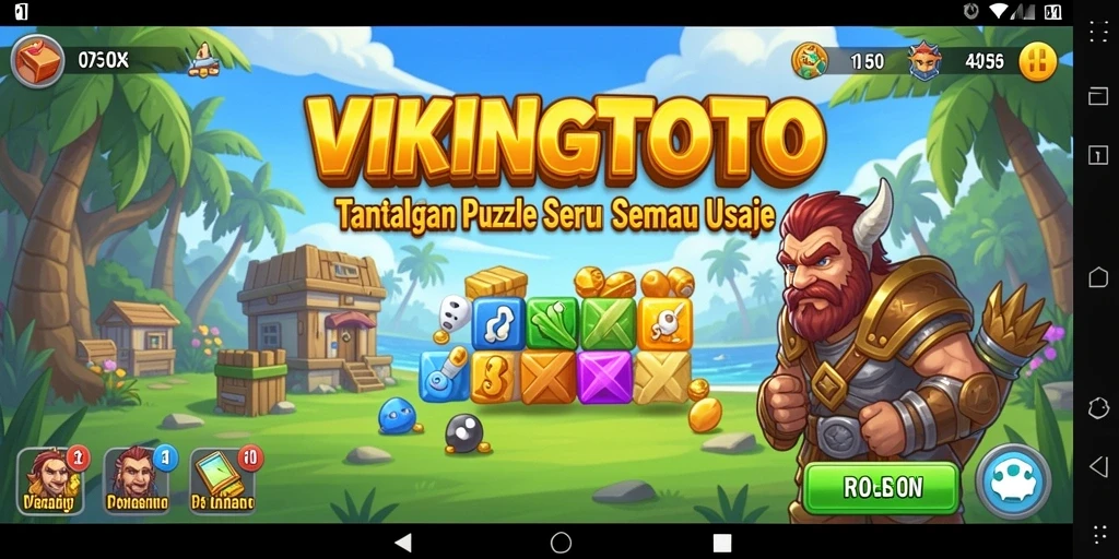 Screenshot gameplay VIKINGTOTO menampilkan puzzle yang penuh warna.