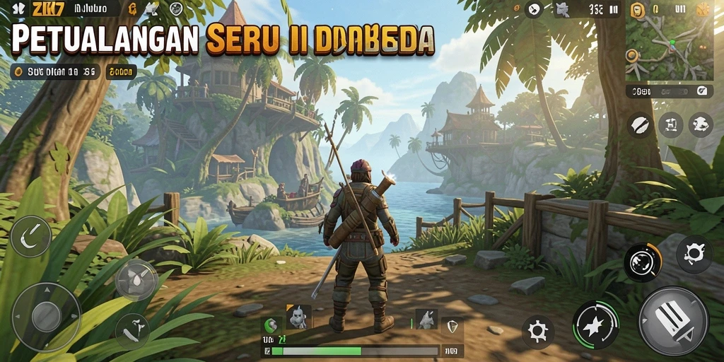 Screenshot gameplay ZK7 menampilkan eksplorasi dunia terbuka yang menarik.